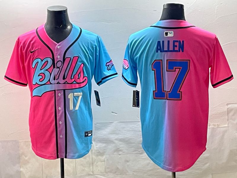 Men Buffalo Bills #17 Allen Blue pink Nike Limited 2025 NFL Jersey style 005